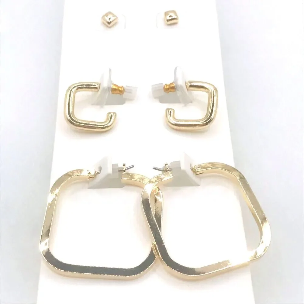 Express Gold Hoop and Stud Earring Set